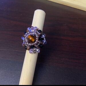 Elegant Purple Beaded Ring